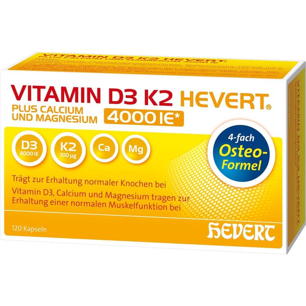 VITAMIN D3 K2 HEVERT 4000I.E. + CALCIUM & MAGNESIUM 120 St Kapseln