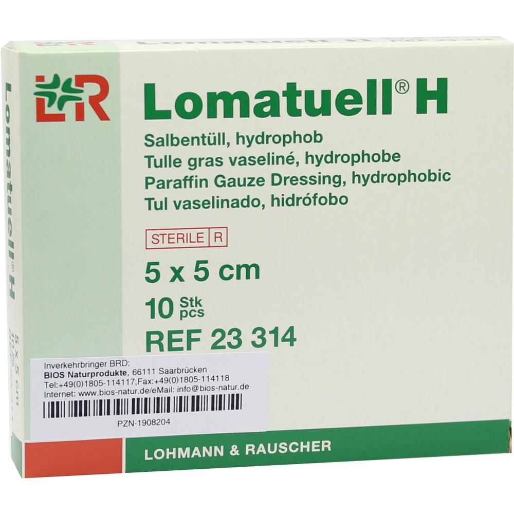 LOMATUELL H Salbentüll 5x5 cm steril 10 St Verband