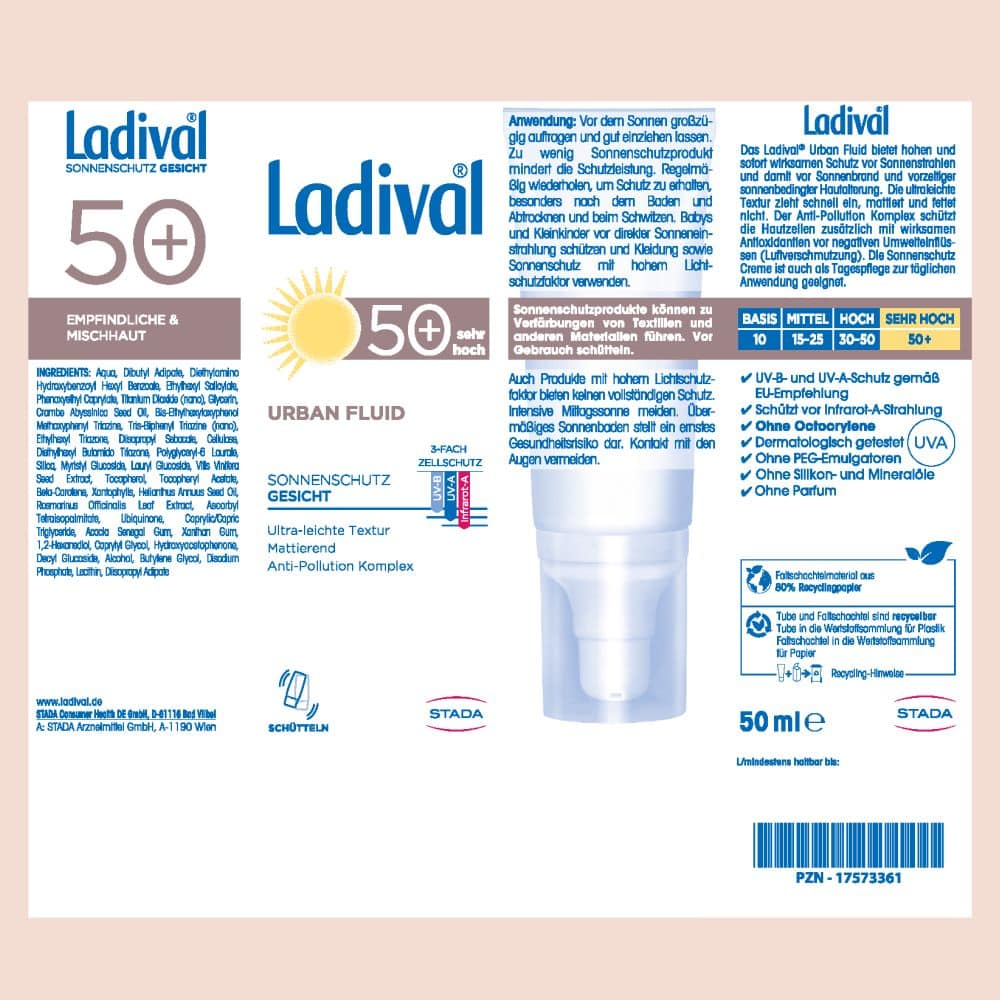 Ladival URBAN FLUID SONNENSCHUTZ GESICHT LSF50+ 50 ml Lotion Ladival URBAN FLUID SONNENSCHUTZ GESICHT LSF50+ 50 ml Lotion