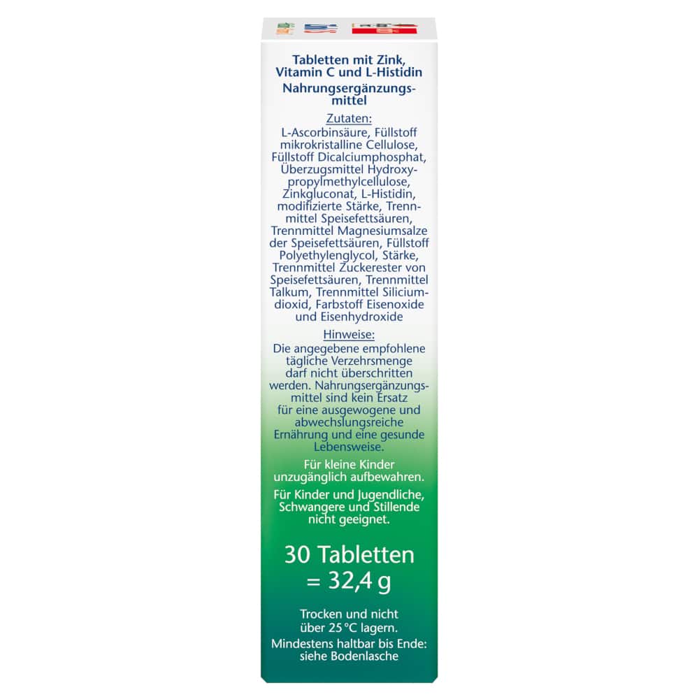 Doppelherz aktiv Zink + Histidin + Vitamin C DEPOT 30 St Tabletten