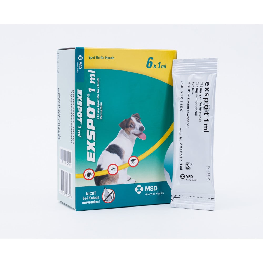 EXSPOT 1 ml Spot On Lösung für Hunde  6X1 ml Lösung