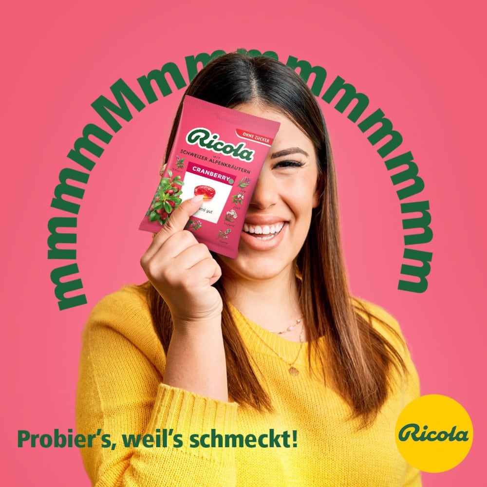 Ricola Cranberry Schweizer Kräuterbonbon zuckerfrei 50 g Bonbons