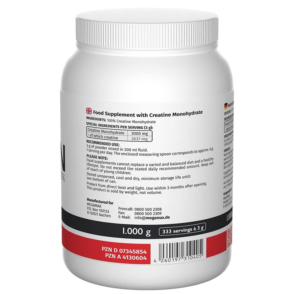 KREATIN MONOHYDRAT 100% Megamax Pulver 1000 g Pulver