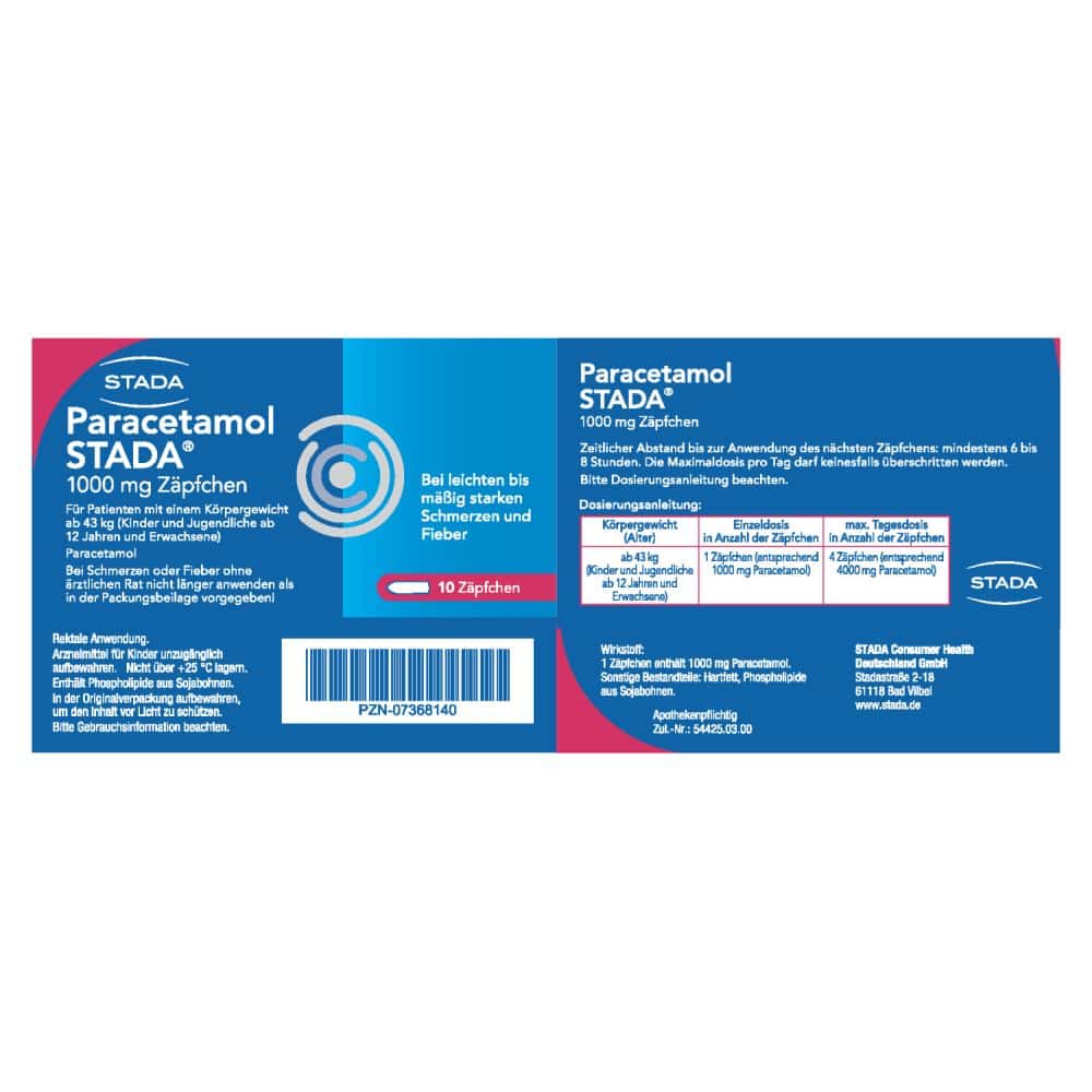 Paracetamol STADA 125mg 10 St Suppositorien