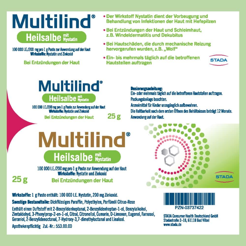 Multilind HEILSALBE mit Zinkoxid und Nystatin 25 g Paste