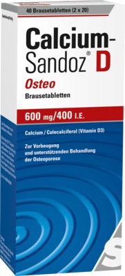 Calcium-Sandoz D Osteo 600mg/400 I.E. 40 St Brausetabletten