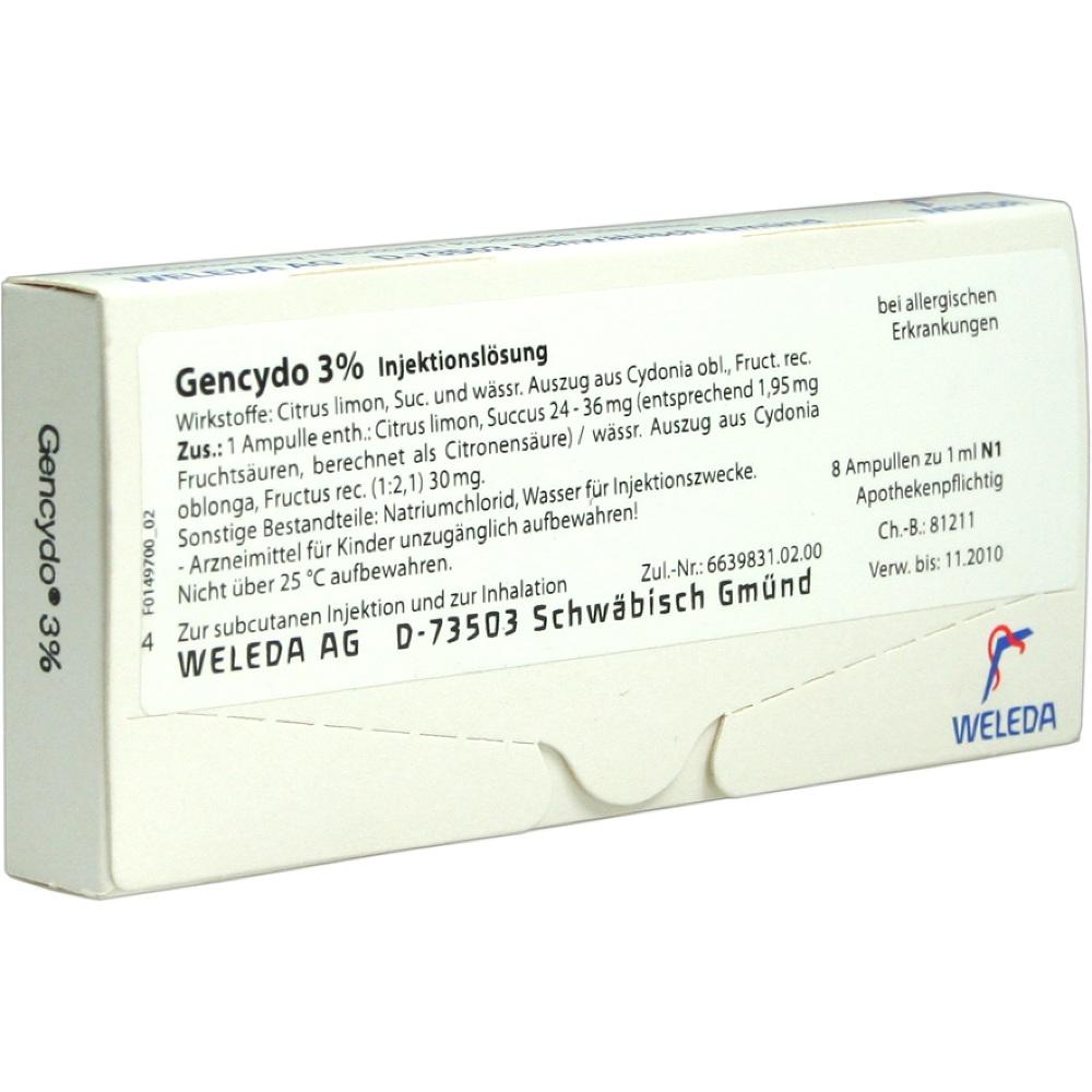 WELEDA Gencydo 3% Injektionslösung 8 St Injektionslösung