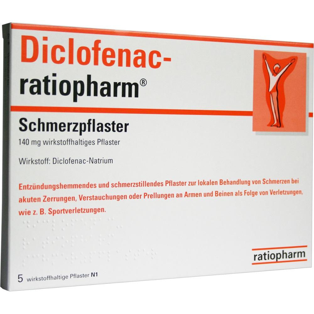 Diclofenac-ratiopharm Schmerzpflaster 140mg 5 St Pflaster