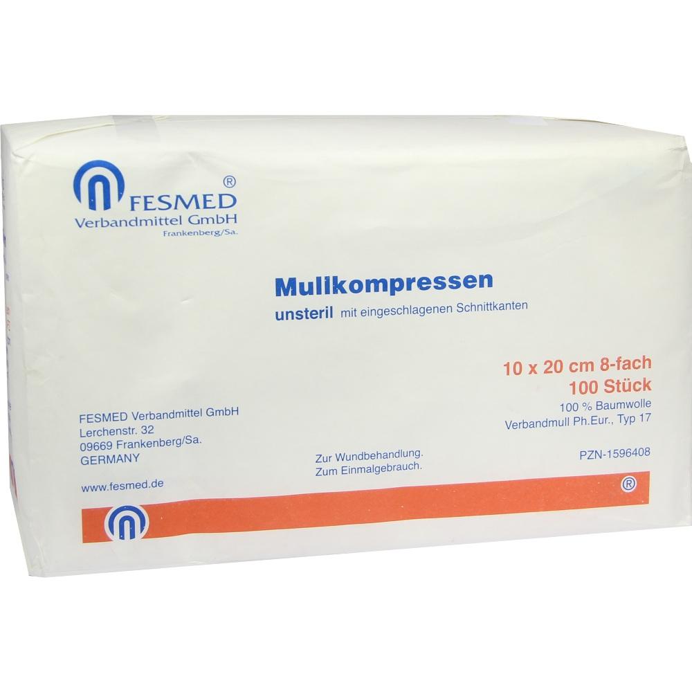 MULLKOMPRESSEN 10x20 cm unsteril 8fach Papier 100 St Kompressen
