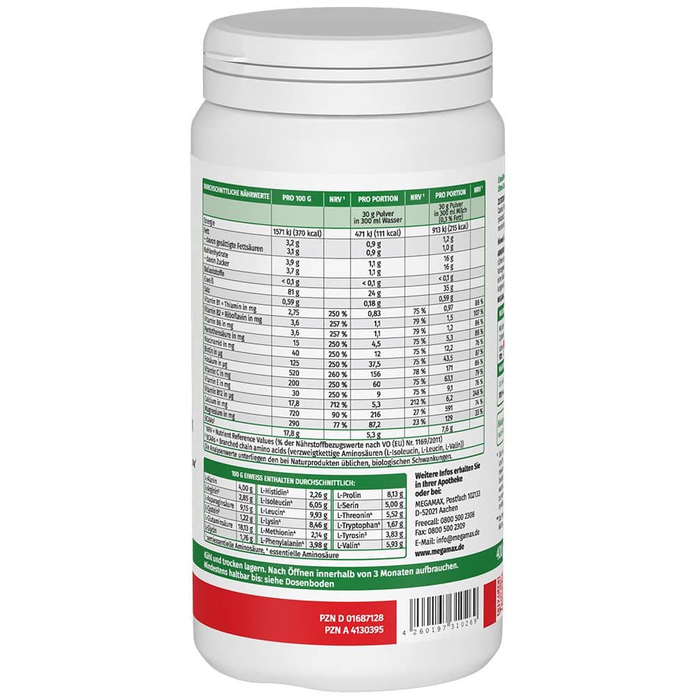 MEGAMAX Eiweiß 100 Casein + Whey Protein Neutral 400 g Pulver