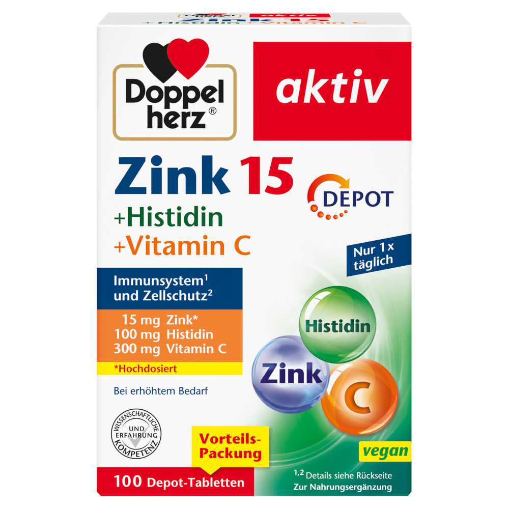 Doppelherz aktiv Zink + Histidin + Vitamin C DEPOT 100 St Tabletten