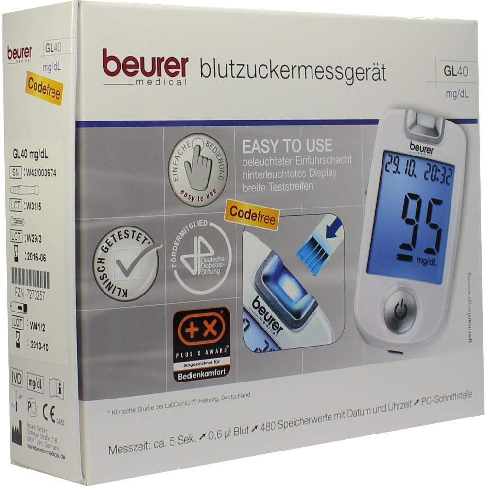 BEURER GL40 Blutzuckermessgerät mg/dl codefree 1 St