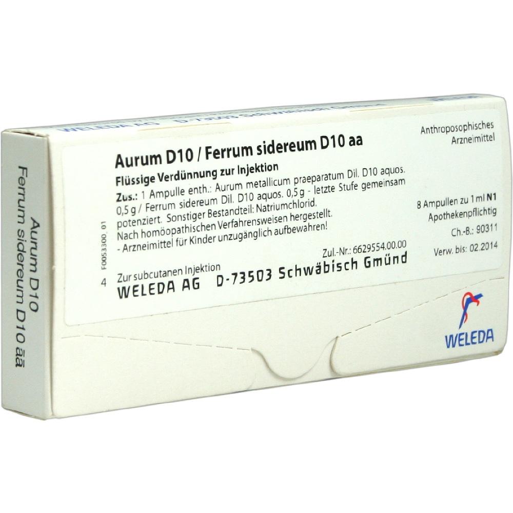 WELEDA AURUM D 10/Ferrum sidereum D 10 aa Ampullen 8X1 ml Ampullen