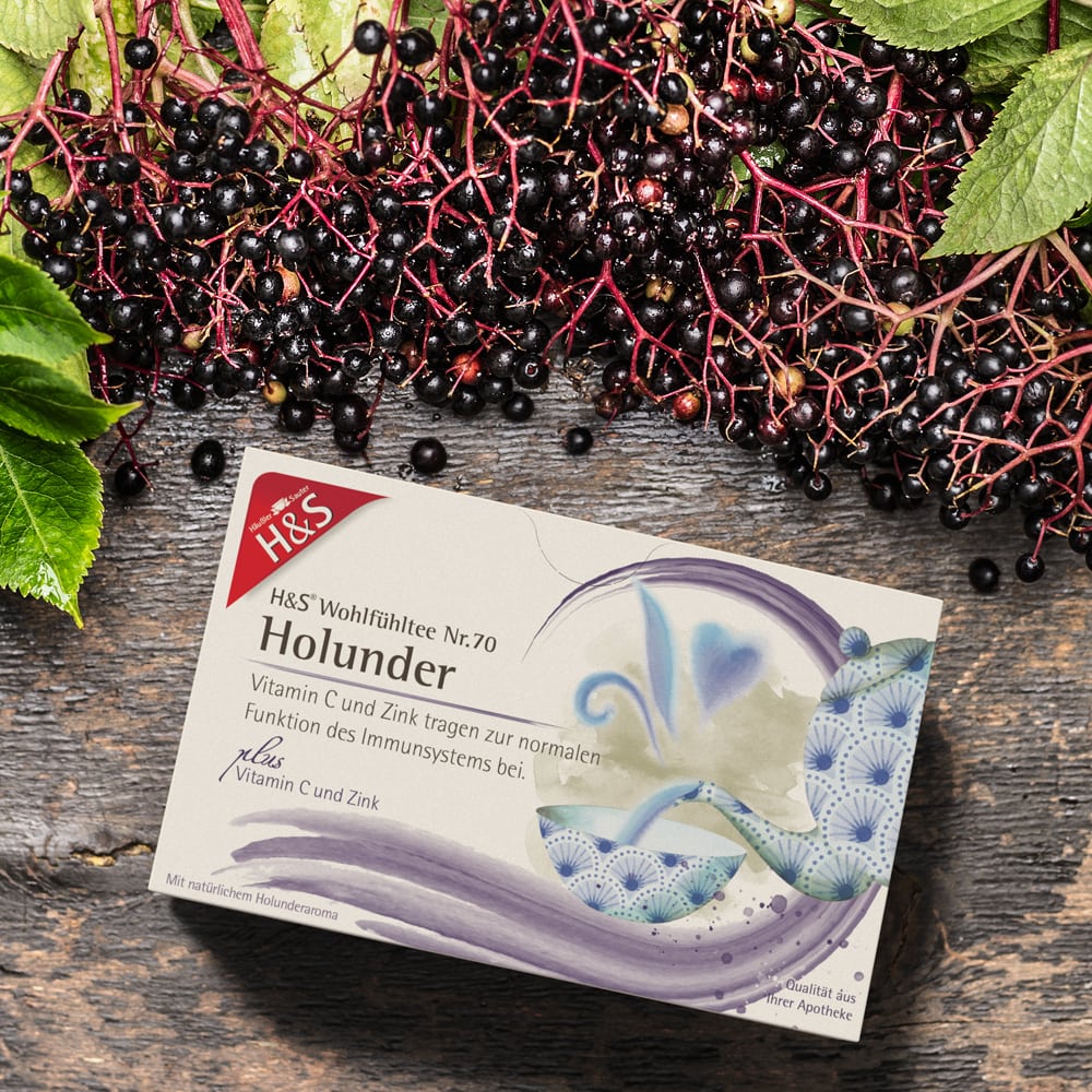 H&S Wohlfühltee Holunder mit Vitamin C & Zink 20X2.5 g Filterbeutel