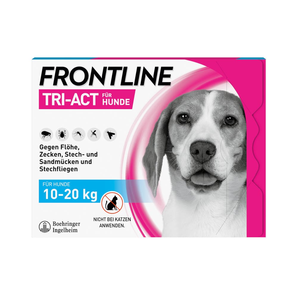 FRONTLINE TRI-ACT gegen Zecken, Flöhe und fliegende Insekten für Hunde M (10-20 kg)  3 St Lösung