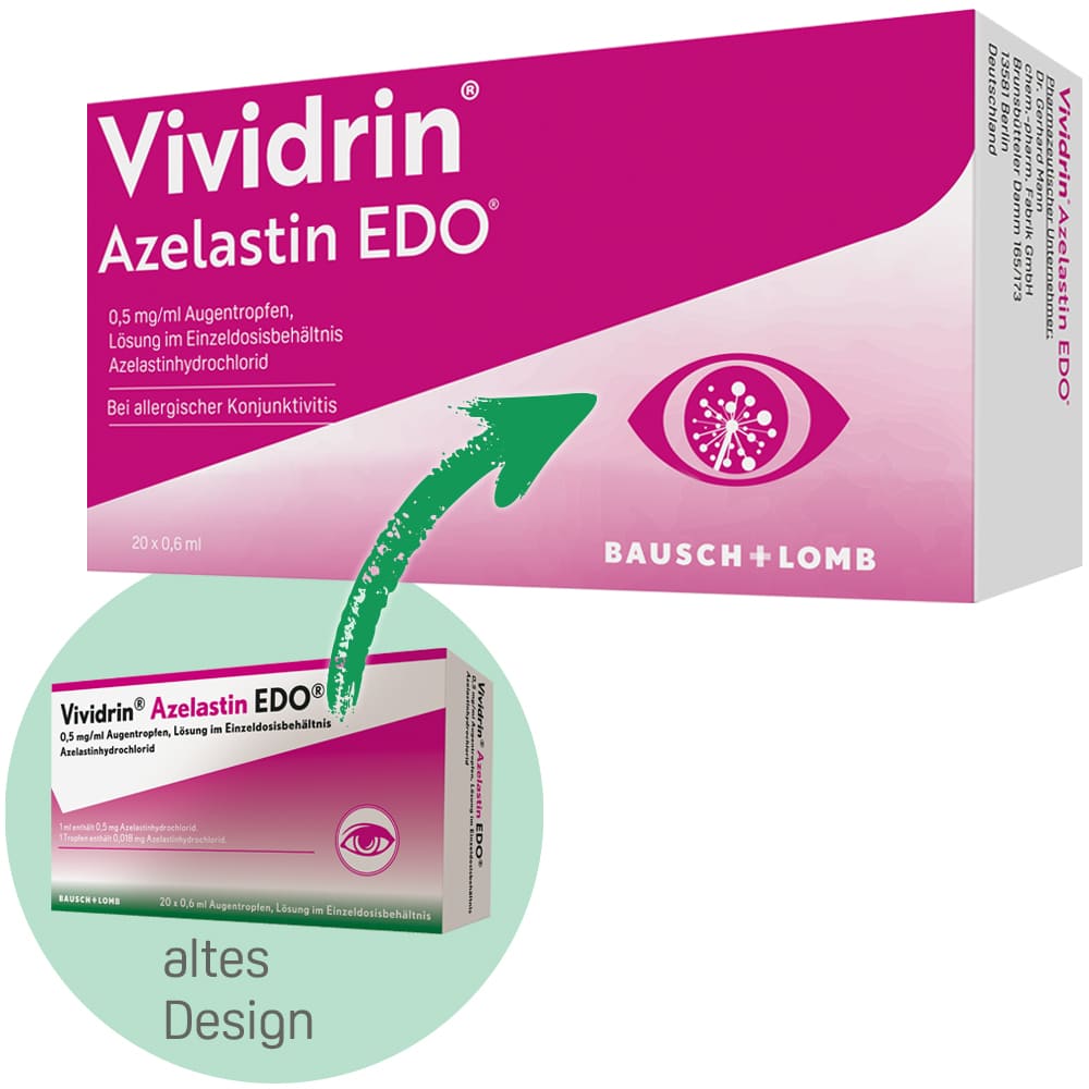 Vividrin Azelastin EDO Akuthilfe bei Heuschnupfen und Allergien 20X0.6 ml Augentropfen