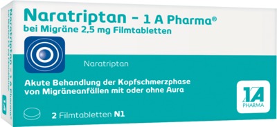 Naratriptan-1A Pharma bei Migräne 2,5mg 2 St Filmtabletten
