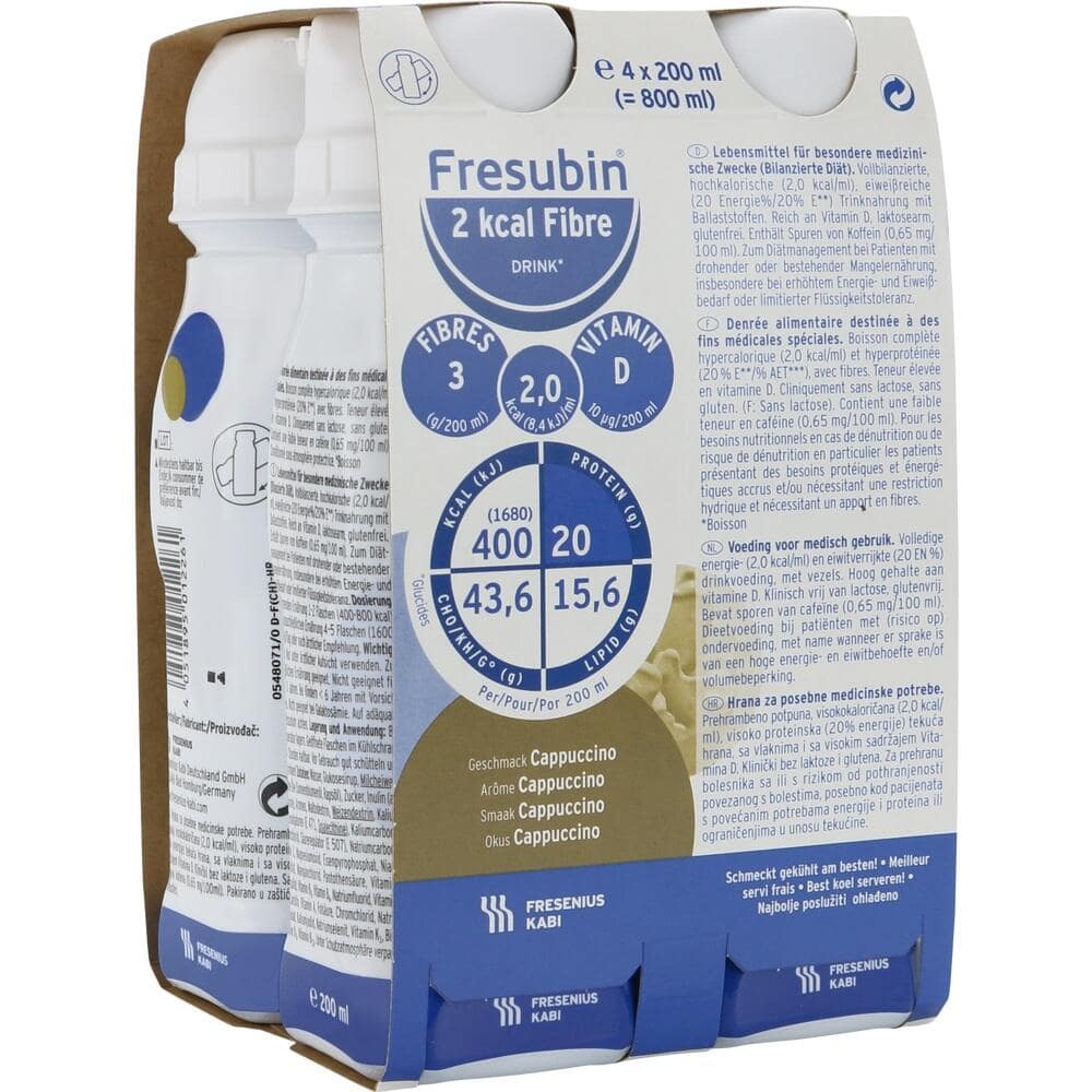 Fresubin 2 kcal Fibre Trinknahrung Cappuccino 4X200 ml Lösung
