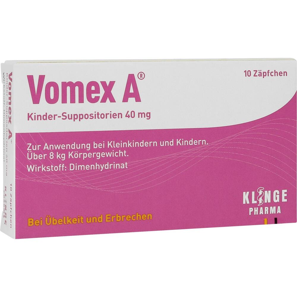 Vomex A Kinder-Suppositorien 40 mg - Bei Übelkeit und Erbrechen 10 St Kinder-Suppositorien