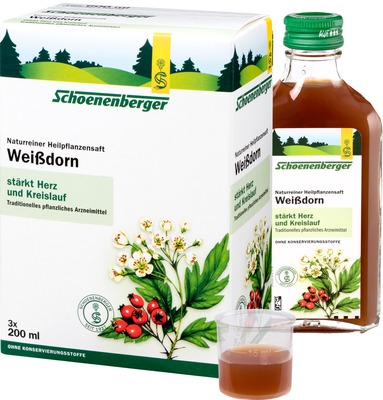 Schoenenberger Weißdorn Naturreiner Heilpflanzensaft  3X200 ml Flüssigkeit