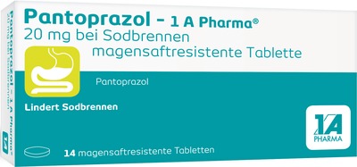 Pantoprazol-1A Pharma 20mg bei Sodbrennen 14 St Tabletten magensaftresistent