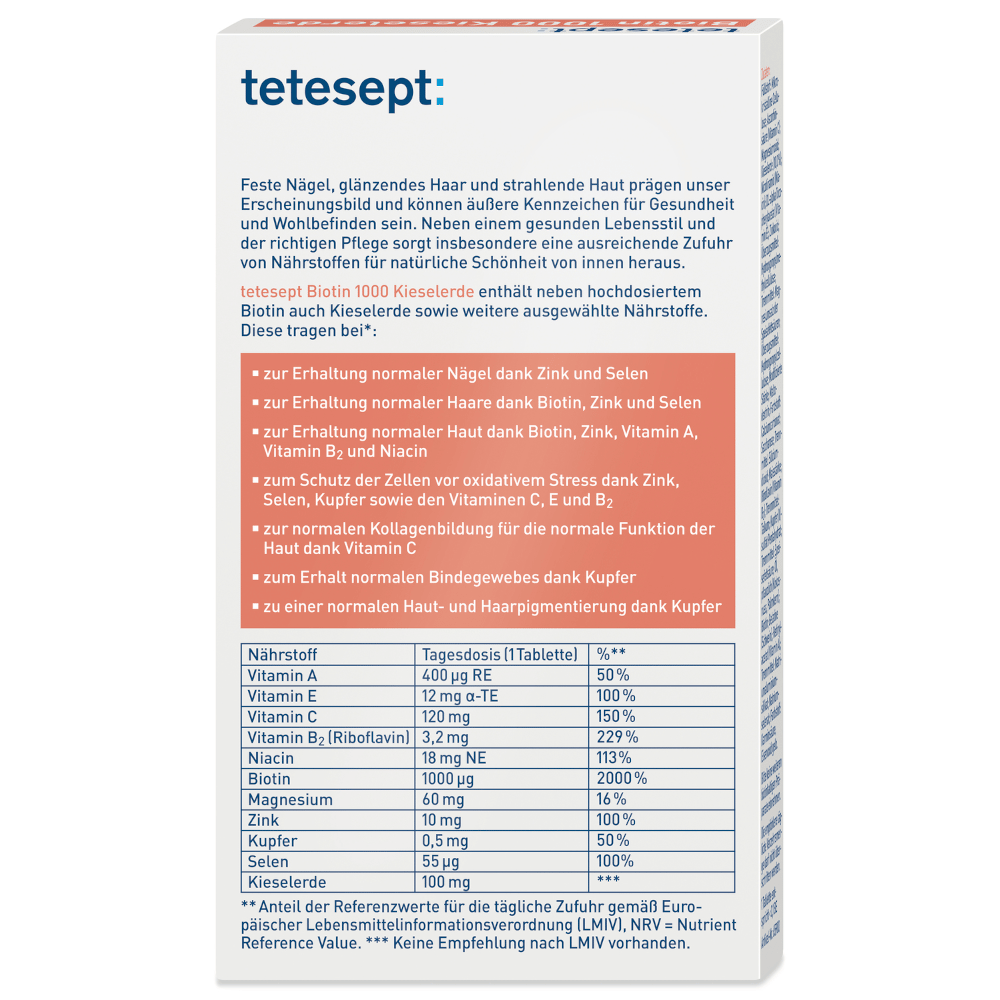 tetesept Biotin 1000 Kieselerde  30 St Filmtabletten