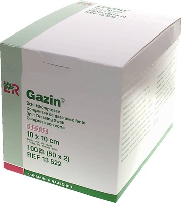GAZIN Schlitzkompressen 10x10 cm steril 8fach 50X2 St Kompressen