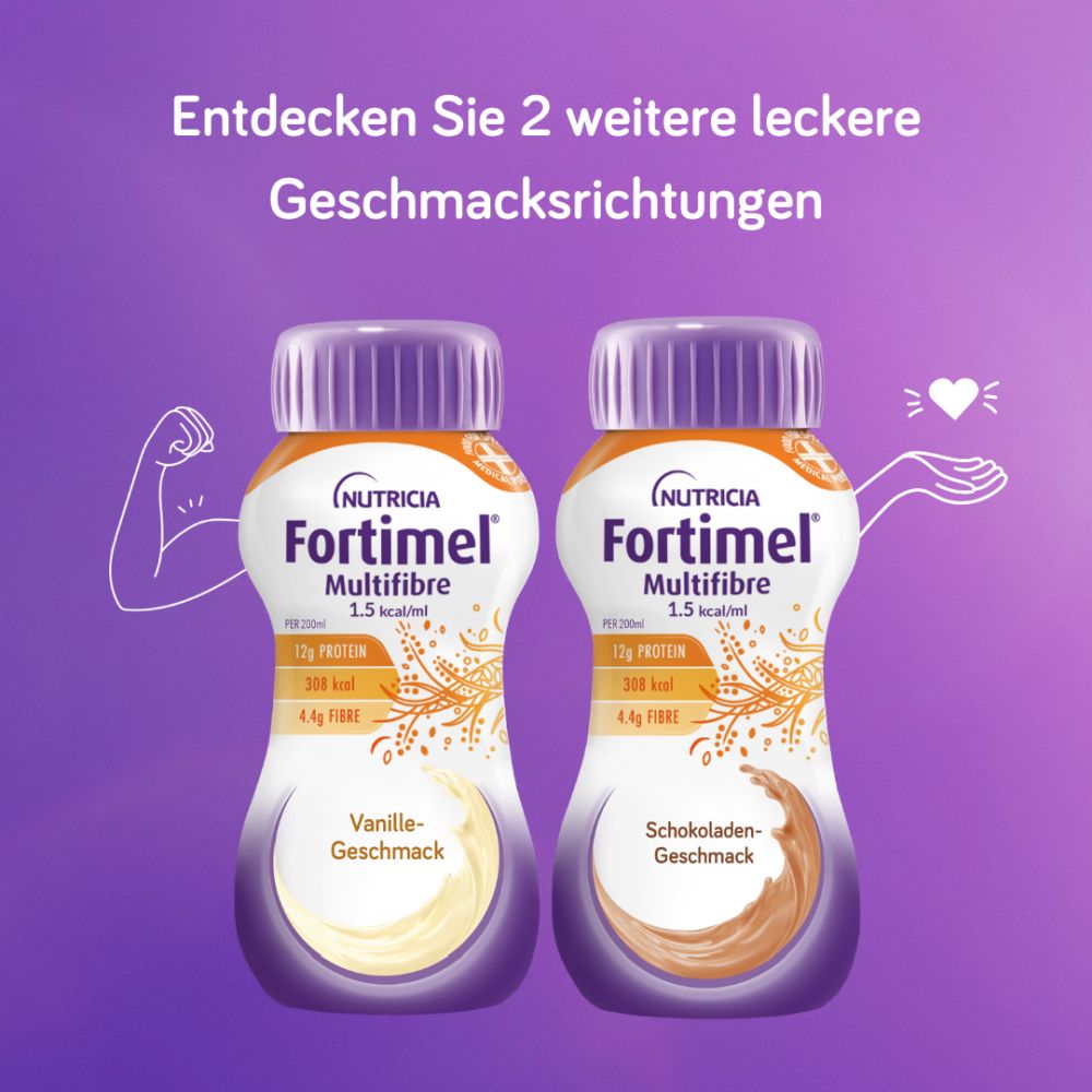 Fortimel Multifibre 1.5 kcal Erdbeergeschmack 4X200 ml Flüssigkeit