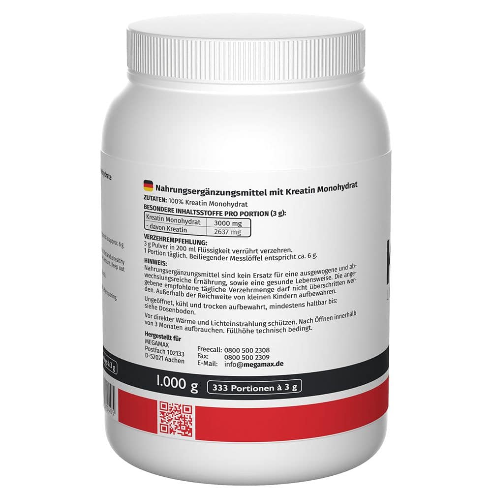 KREATIN MONOHYDRAT 100% Megamax Pulver 1000 g Pulver