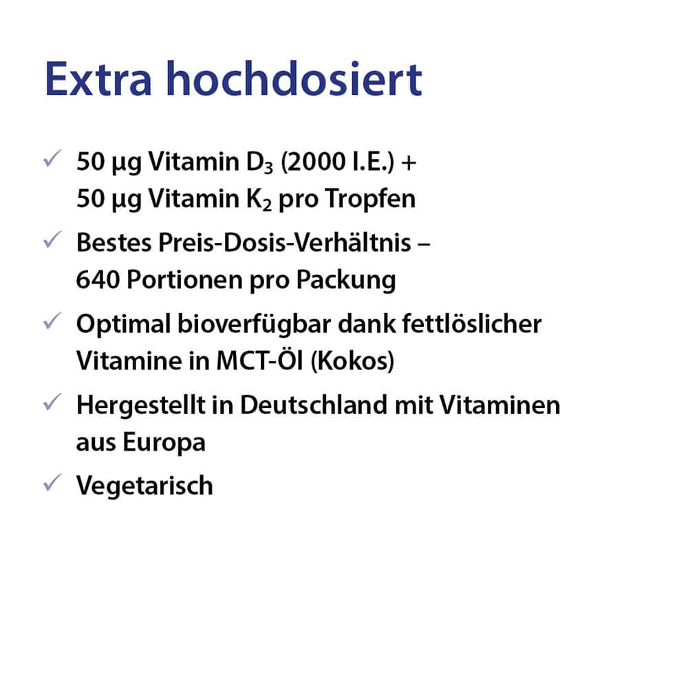 Dr. Jacob's Vitamin D3K2 Öl forte 2000 IE D3+K2 hochdosiert