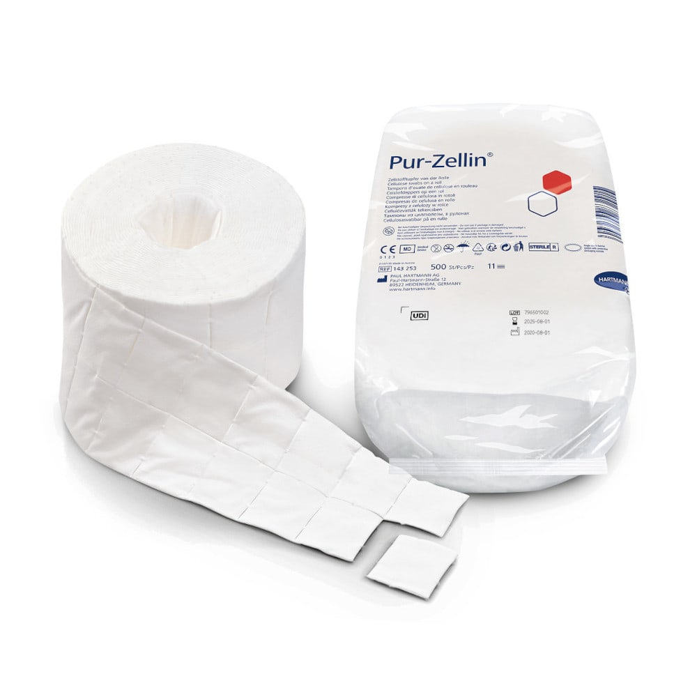 PUR-ZELLIN 4x5 cm steril Rolle zu 500 St. 2X500 St Tupfer