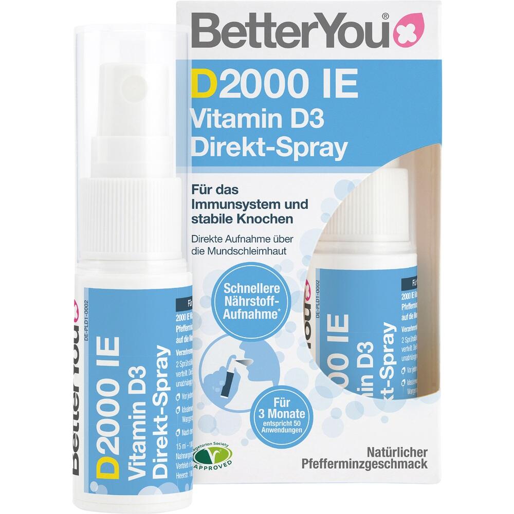 BetterYou D2000 IE Vitamin D3 Direkt-Spray 15 ml Spray BetterYou D2000 IE Vitamin D3 Direkt-Spray 15 ml Spray