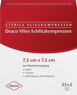 SCHLITZKOMPRESSEN Vlies 7,5x7,5 cm steril 4fach 25X2 St Kompressen 25X2 St