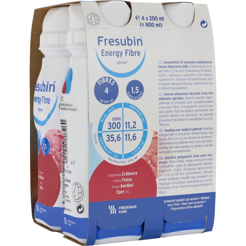 Fresubin Energy Fibre Trinknahrung Erdbeere 4X200 ml Lösung