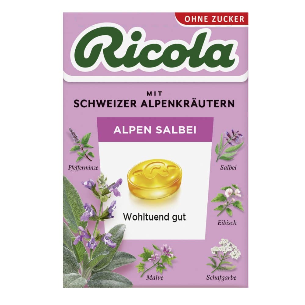 Ricola Alpen Salbei Schweizer Kräuterbonbon zuckerfrei 50 g Bonbons