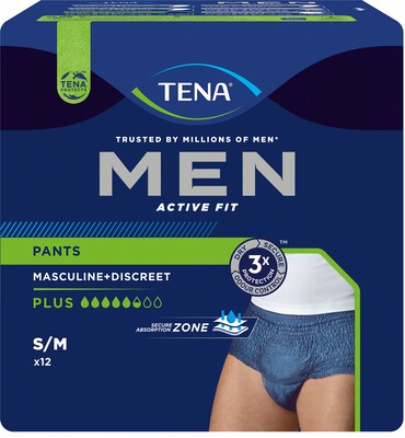 TENA MEN ACTIVE FIT PANTS PLUS S/M 4X12 St