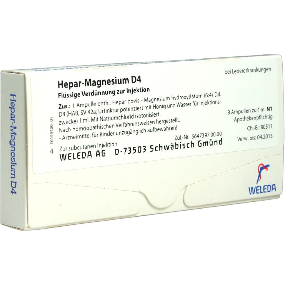 WELEDA HEPAR MAGNESIUM D 4 Ampullen 8 St Ampullen