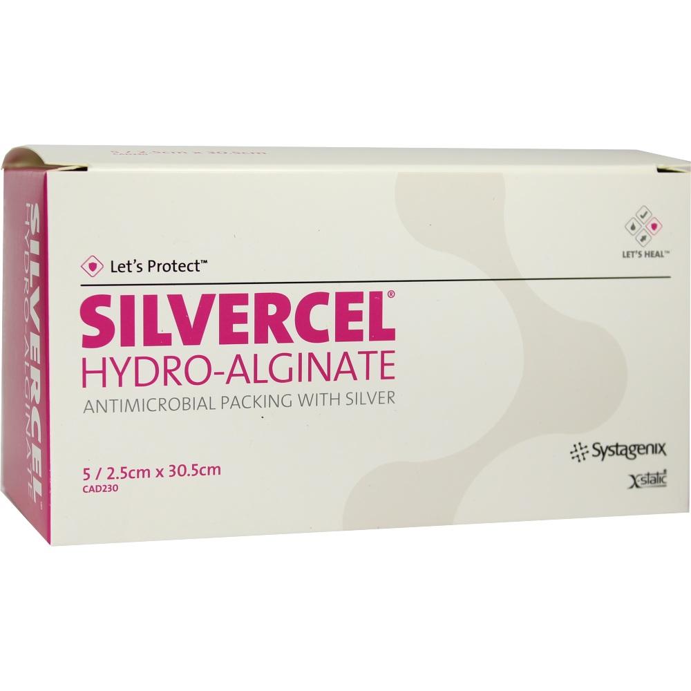 SILVERCEL Hydroalginat Tamponade 2,5x30,5 cm 5 St Tamponaden