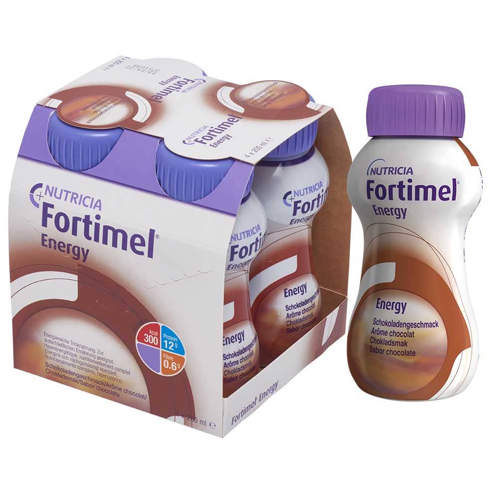 Fortimel Energy Trinknahrung Schokolade 4X200 ml Flüssigkeit