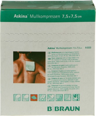ASKINA Mullkompressen 7,5x7,5 cm steril 25X2 St Kompressen