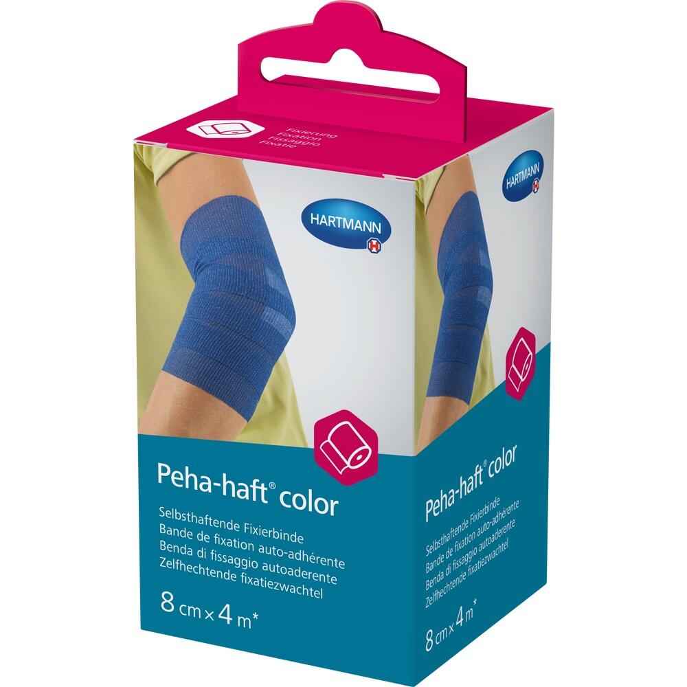 Peha-haft color Fixierbinde latexfrei 8 cm x 4 m blau 1 St Binden