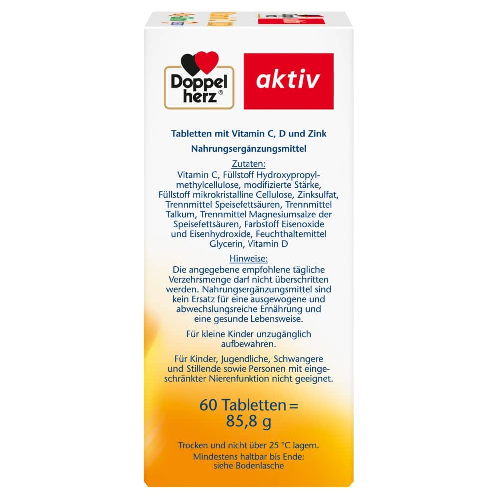 Doppelherz aktiv Vitamin C 1000 + D3 + Zink 60 St Tabletten