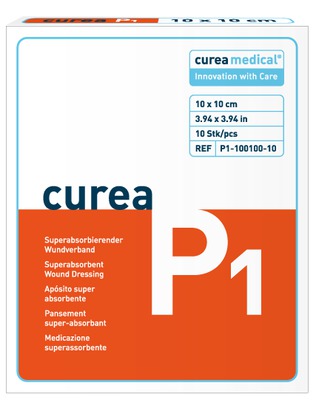 CUREA P1 superabsorb.Wundauflage 10x10 cm 10 St Kompressen