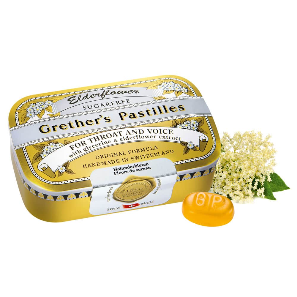Grethers Pastilles Elderflower zuckerfrei 110 g Pastillen