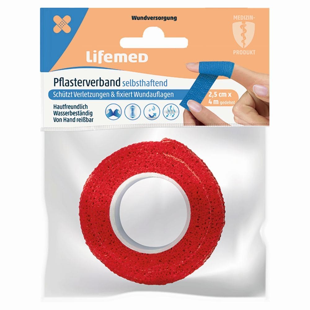 Lifemed Pflasterverband selbsthaftend 2,5 cm x 4 m 1 Packung Pflaster