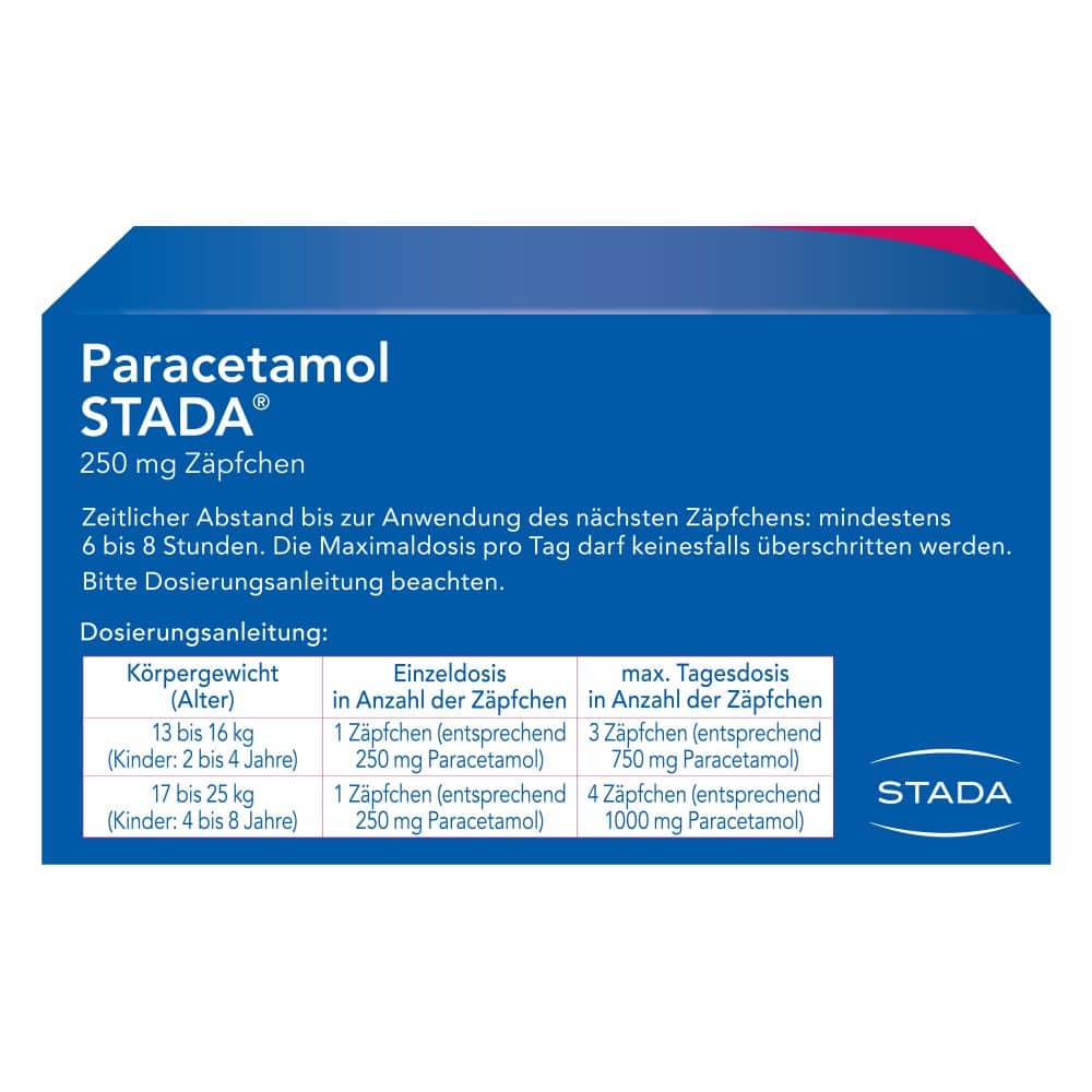 Paracetamol STADA 250 mg 10 St Suppositorien