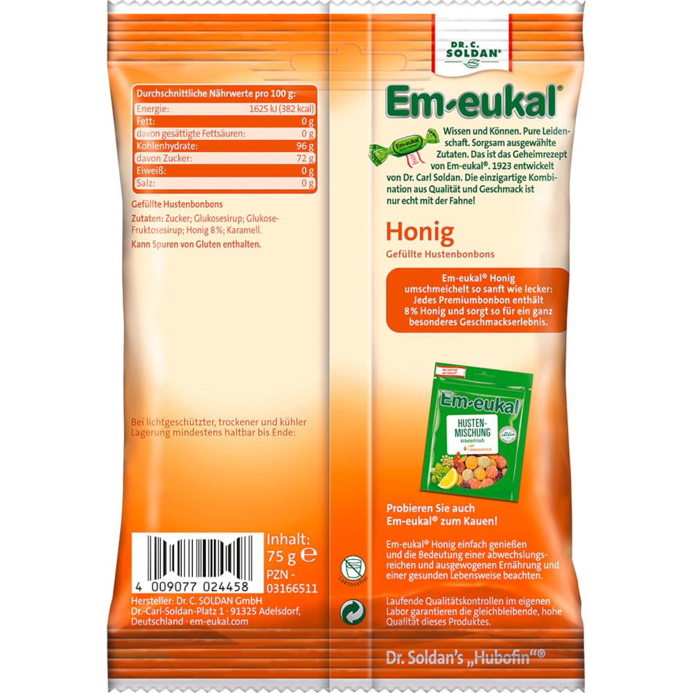 Em-eukal Honig gefüllt zuckerhaltig 75 g Bonbons