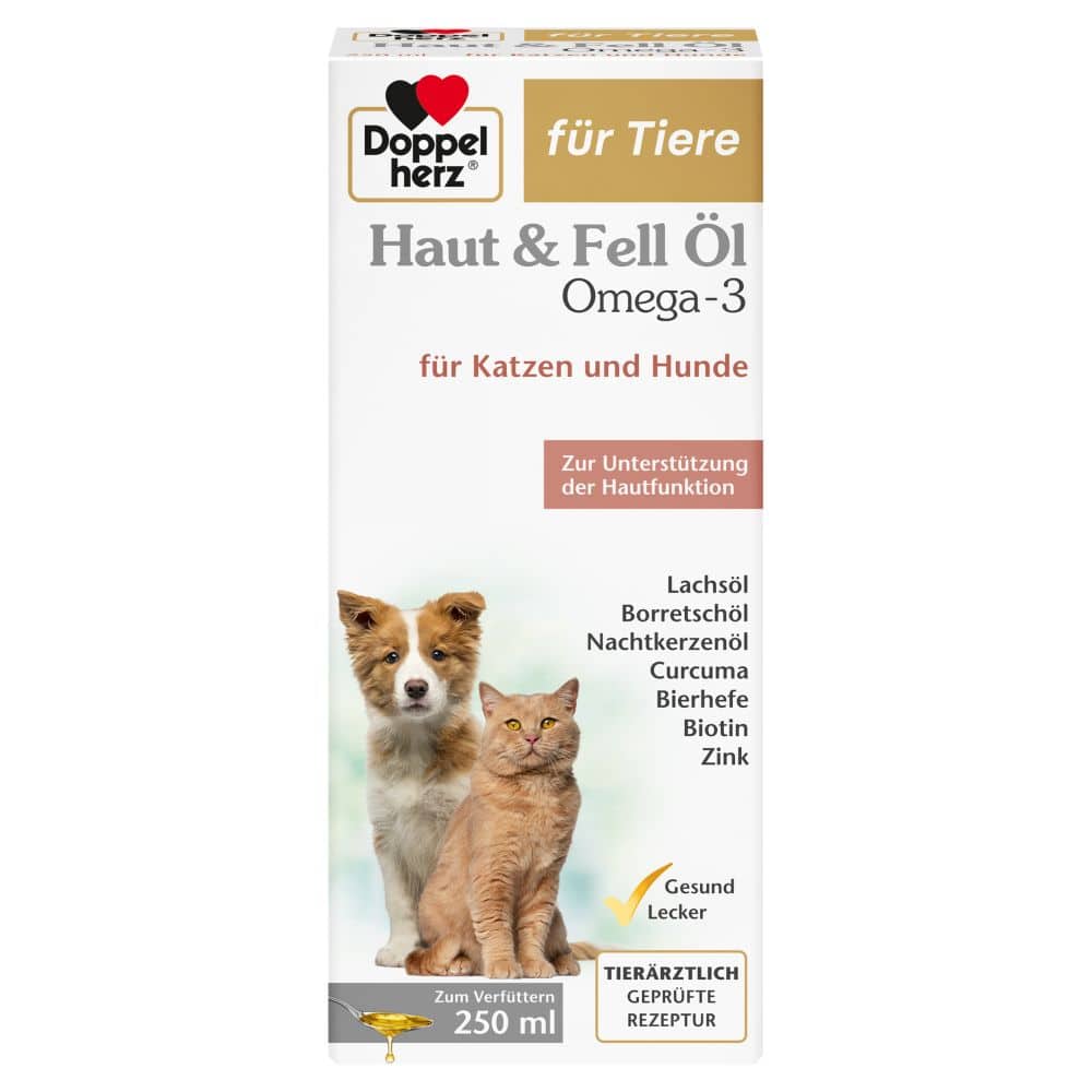 Doppelherz Haut & Fell Omega-3 für Katzen und Hunde 250 ml Flüssigkeit