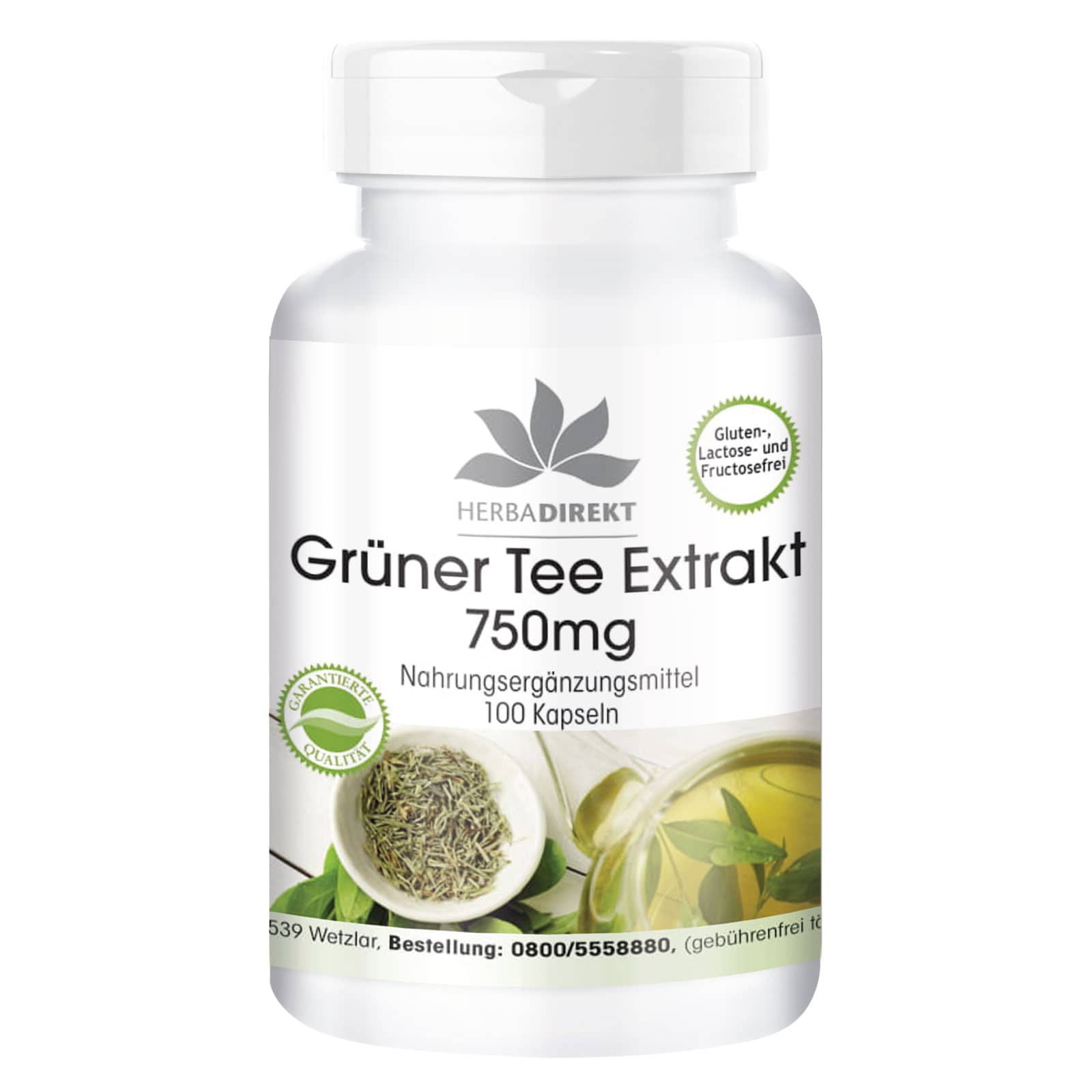 HERBA DIREKT Grüner Tee Extrakt 750mg 100 St Kapseln
