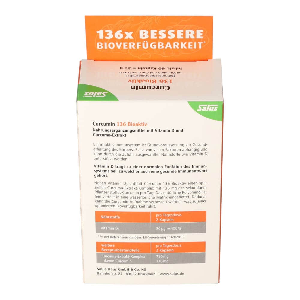 Salus Curcumin 136 Bioaktiv vegan 60 St Kapseln